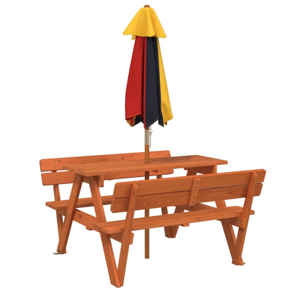 Mesa de picnic para 4 niños agujero para sombrilla madera