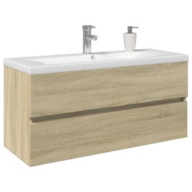 Set de muebles de baño 2 pzas cerámica y madera de