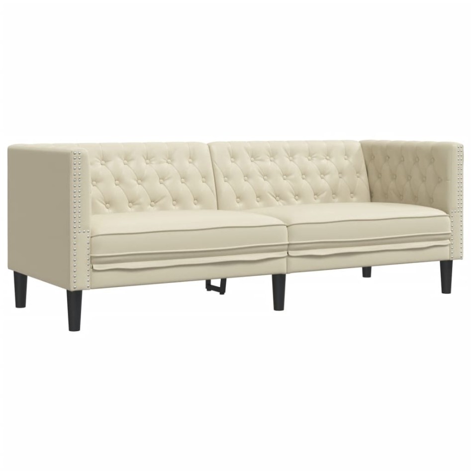 Sofá Chesterfield de 3 plazas cuero artificial blanco