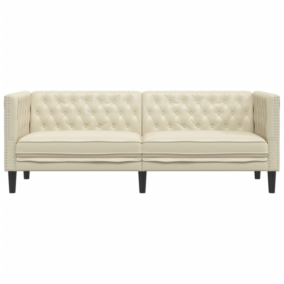Sofá Chesterfield de 3 plazas cuero artificial blanco