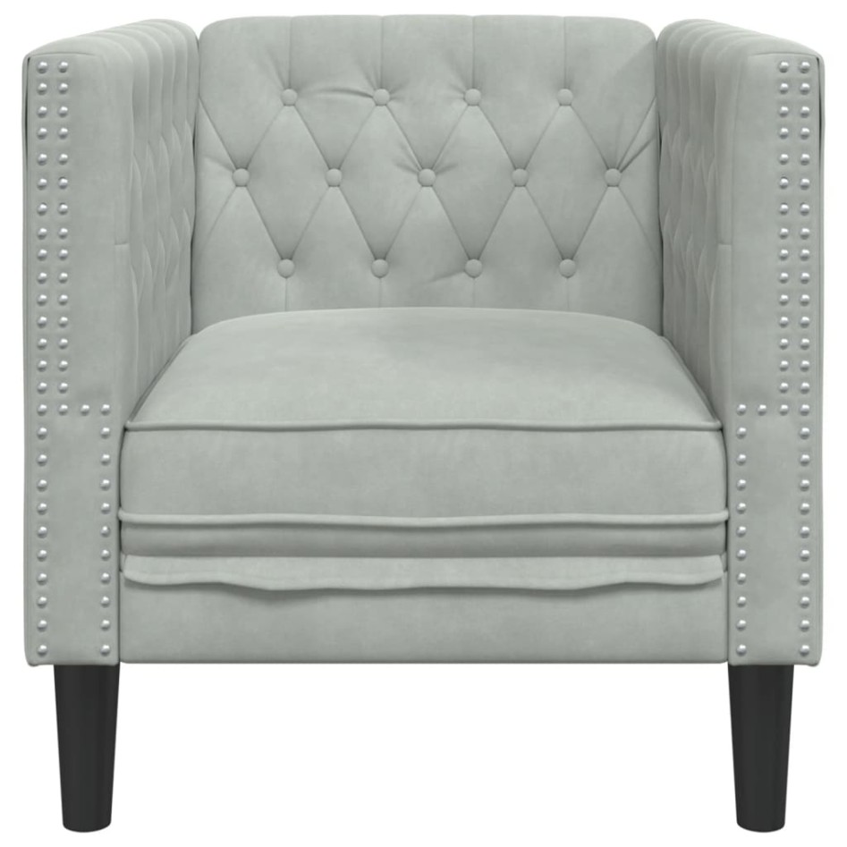 Sillón Chesterfield de terciopelo gris