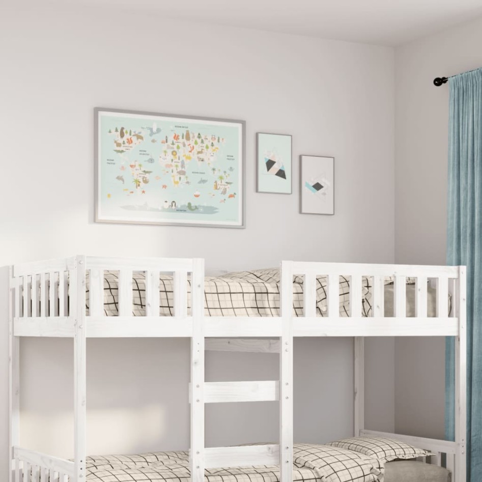 Cama para niños sin colchón madera maciza pino blanca 90x190