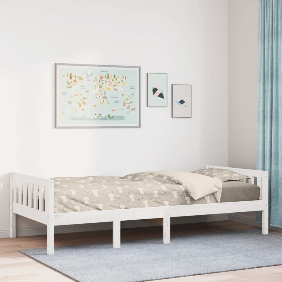 Cama para niños sin colchón madera maciza pino blanca 80x200