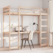Cama alta sin colchón madera maciza de pino 75x190 cm
