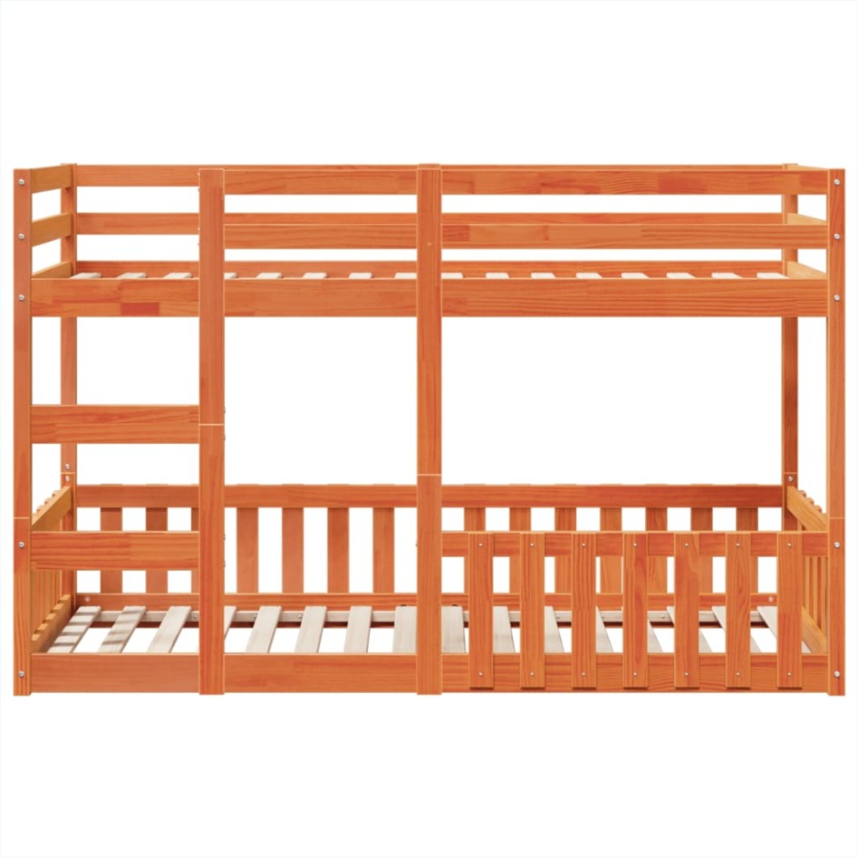 Litera de madera maciza de pino marrón cera 75x190