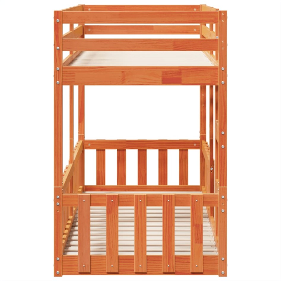 Litera de madera maciza de pino marrón cera 75x190