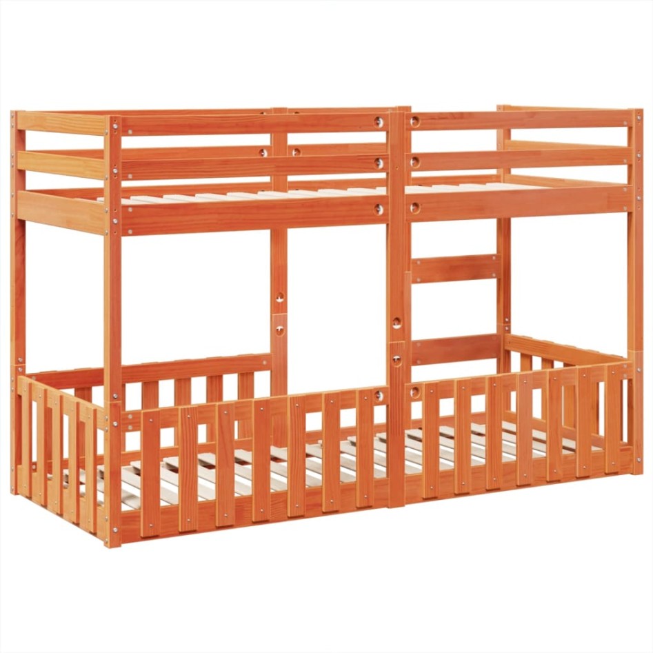 Litera de madera maciza de pino marrón cera 75x190