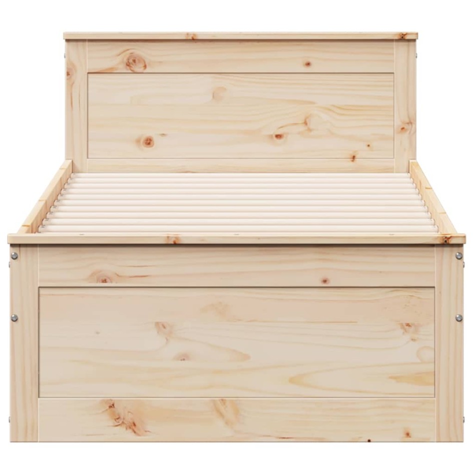 Cama sin colchón y cabecero madera maciza pino 75x190