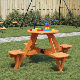 Mesa de picnic para 4 niños agujero para sombrilla madera