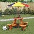 Mesa de picnic para 4 niños agujero para sombrilla madera