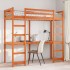 Cama alta sin colchón madera maciza pino marrón cera 75x190
