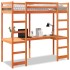Cama alta sin colchón madera maciza pino marrón cera 75x190