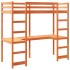 Cama alta sin colchón madera maciza pino marrón cera 75x190