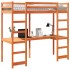 Cama alta sin colchón madera maciza pino marrón cera 75x190