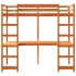 Cama alta sin colchón madera maciza pino marrón cera 75x190