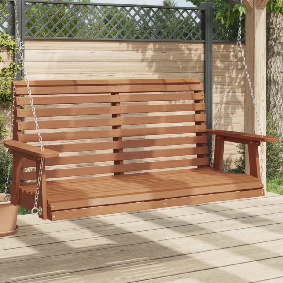 Banco columpio jardín con cadenas de metal madera abeto