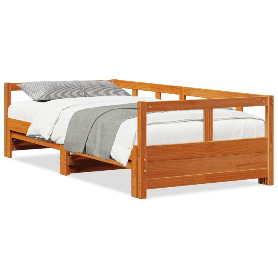 Sofá cama sin colchón madera maciza pino marrón cera 80x200