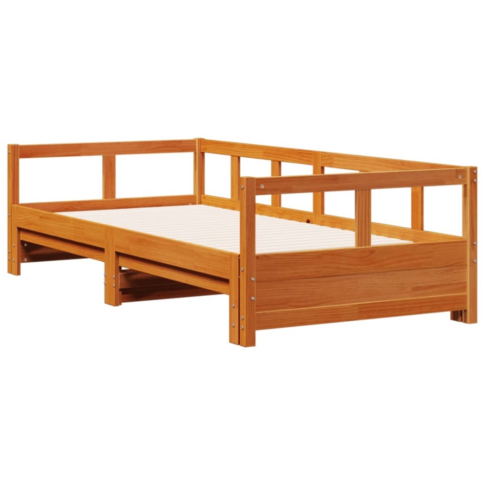 Sofá cama sin colchón madera maciza pino marrón cera 80x200