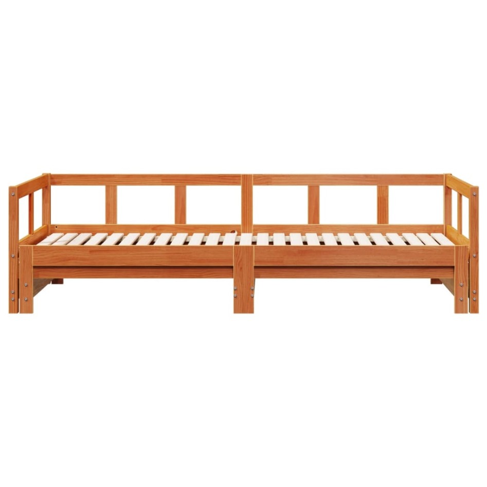 Sofá cama sin colchón madera maciza pino marrón cera 80x200