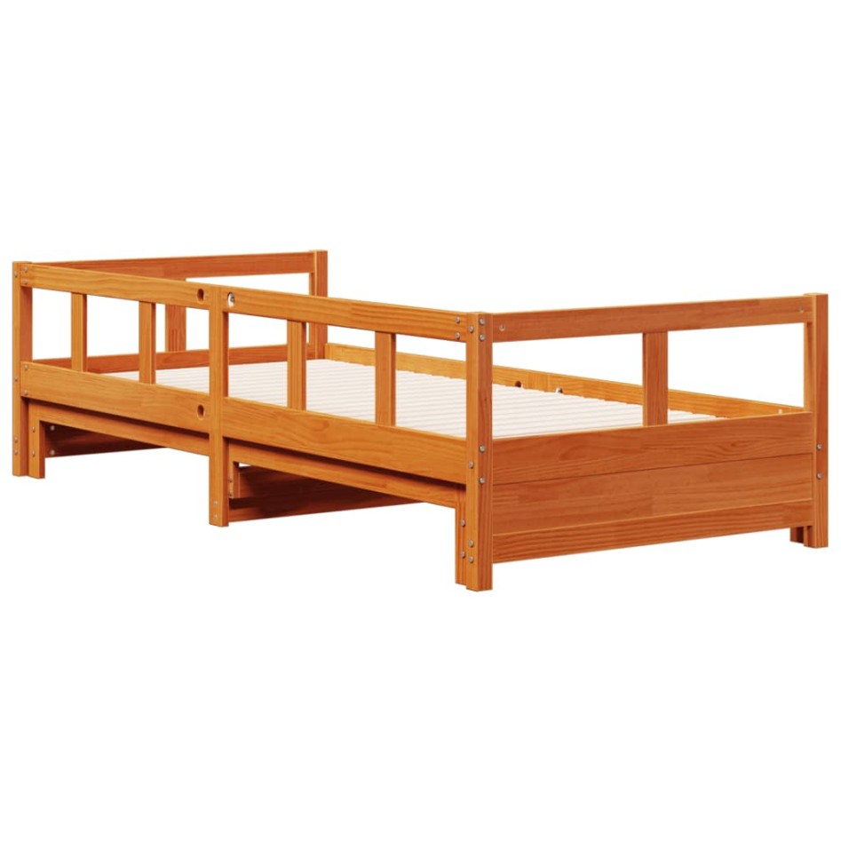 Sofá cama sin colchón madera maciza pino marrón cera 80x200