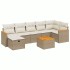 Juego de sofás de jardín con cojines beige 8 pzas ratán