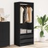 Armario de madera de ingeniería negro 80x50x200