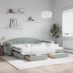 Sofá cama nido con cajones terciopelo gris claro 90x200 cm