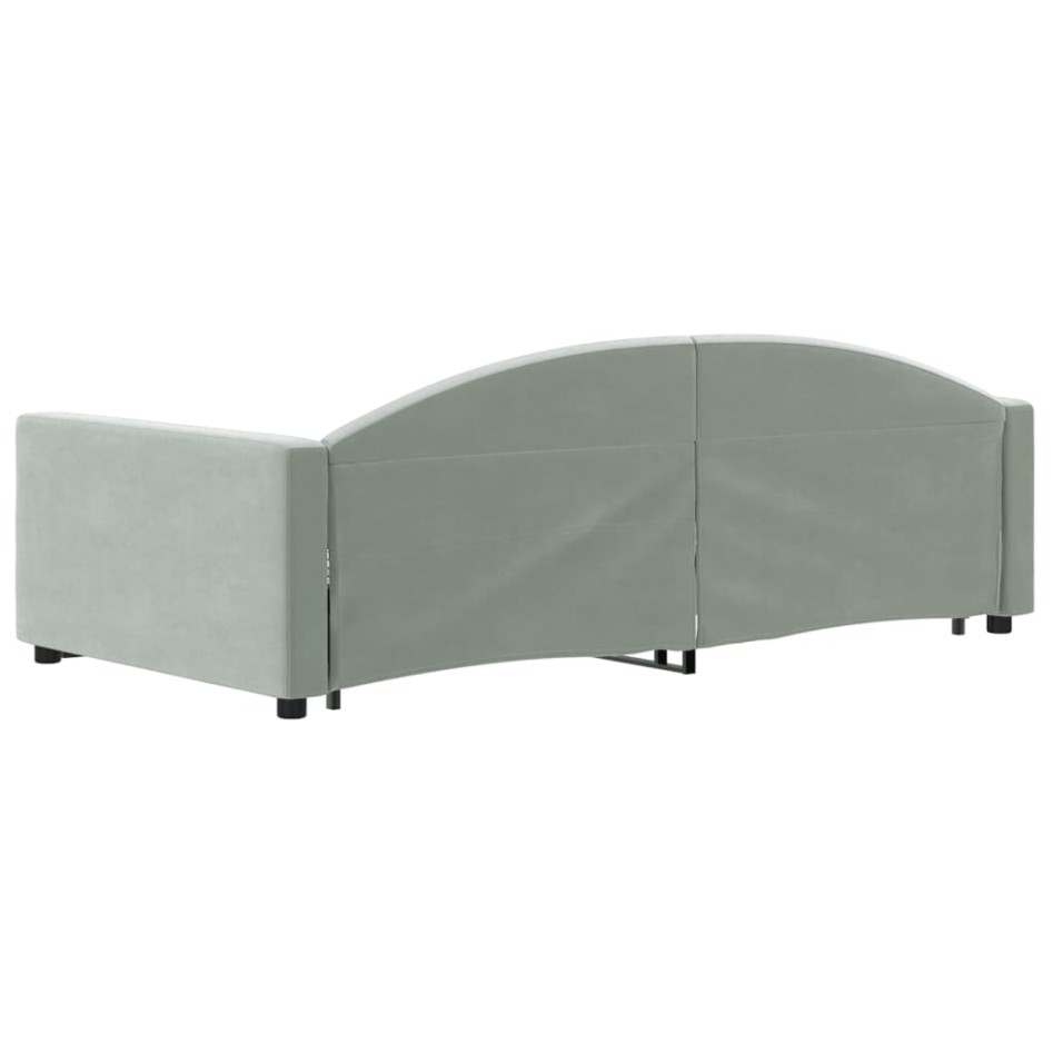 Sofá cama nido con cajones terciopelo gris claro 90x200