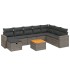 Set de muebles de jardín 9 pzas y cojines ratán sintético