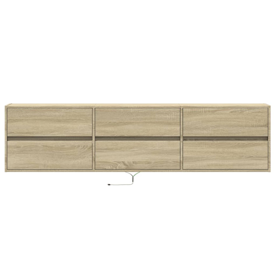 Mueble de TV de pared con LED roble Sonoma 180x31x45