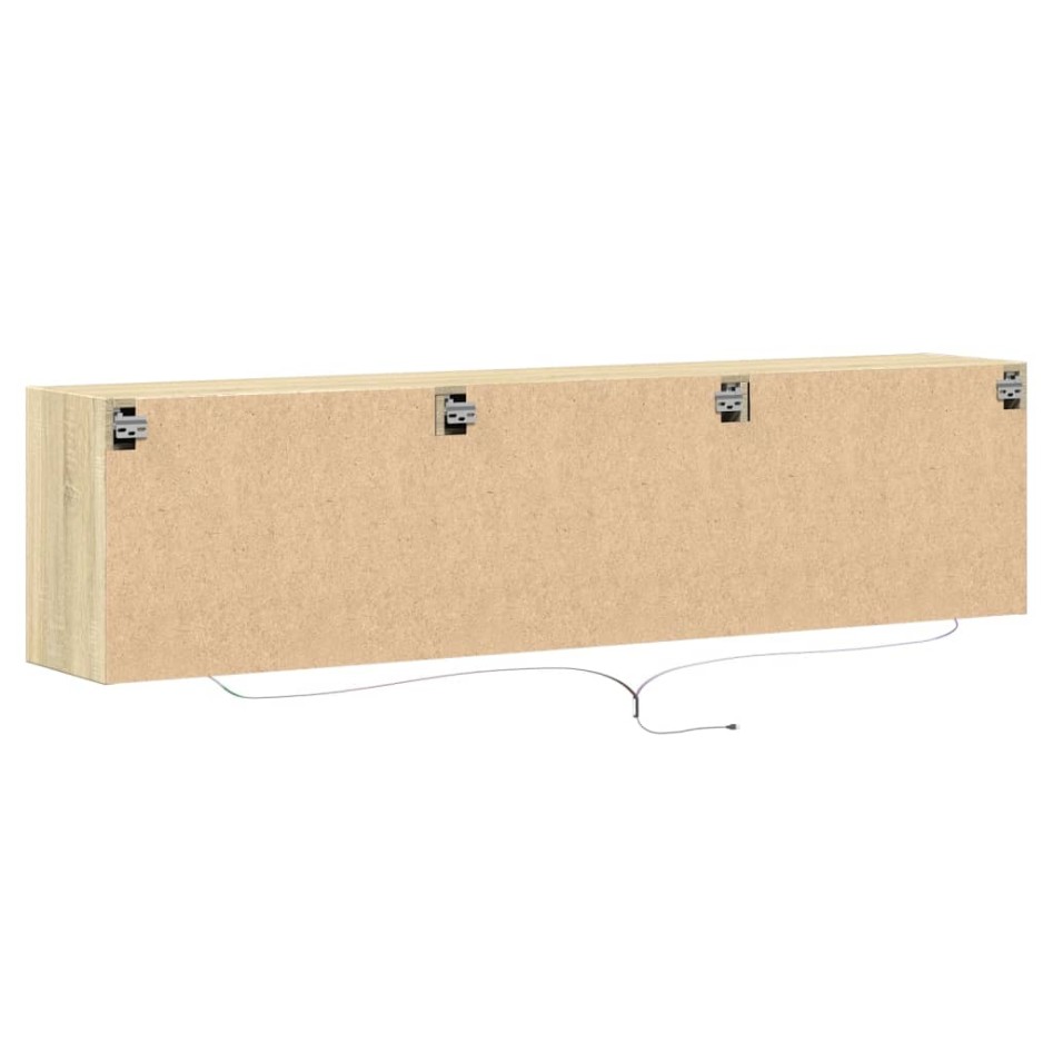 Mueble de TV de pared con LED roble Sonoma 180x31x45