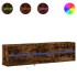 Mueble de TV de pared con LED roble ahumado 180x31x45