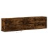 Mueble de TV de pared con LED roble ahumado 180x31x45