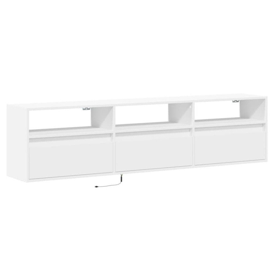 Mueble de TV de pared con LED blanco 180x31x45