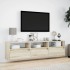 Mueble de TV de pared con LED roble Sonoma 180x31x45