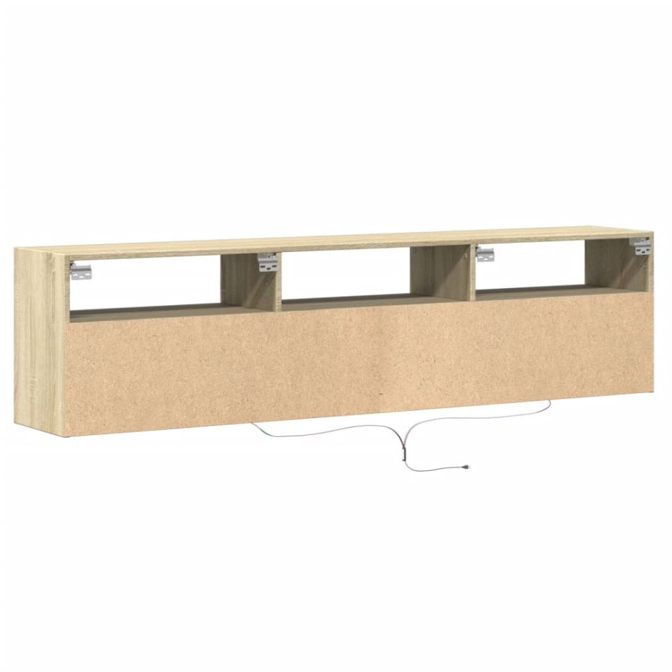 Mueble de TV de pared con LED roble Sonoma 180x31x45