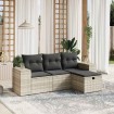 Set de sofás de jardín 4 pzas y cojines ratán sintético gris