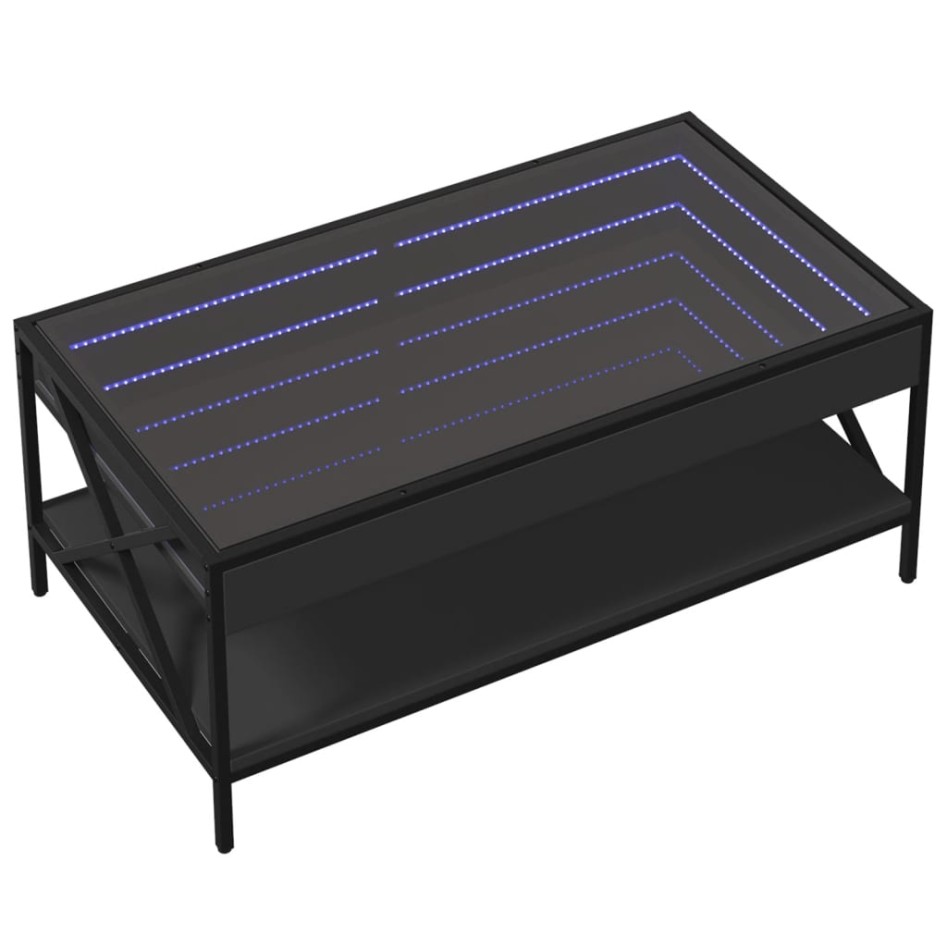 Mesa de centro con Infinity LED negro 90x50x38
