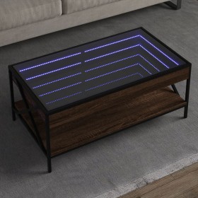 Mesa de centro con Infinity LED marrón roble 90x50x38
