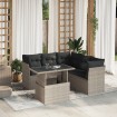 Set de sofás de jardín 6 pzas y cojines ratán sintético gris