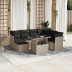 Set de sofás de jardín 8 pzas y cojines ratán sintético gris