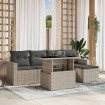 Set de sofás de jardín 6 pzas y cojines ratán sintético gris
