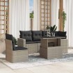 Set de sofás de jardín 6 pzas y cojines ratán sintético gris