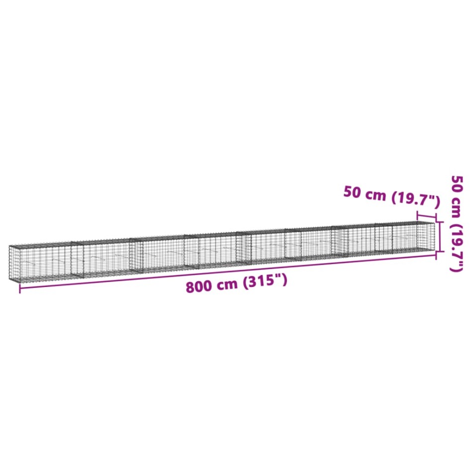 Cesta de gaviones con cubierta hierro galvanizado 800x50x50