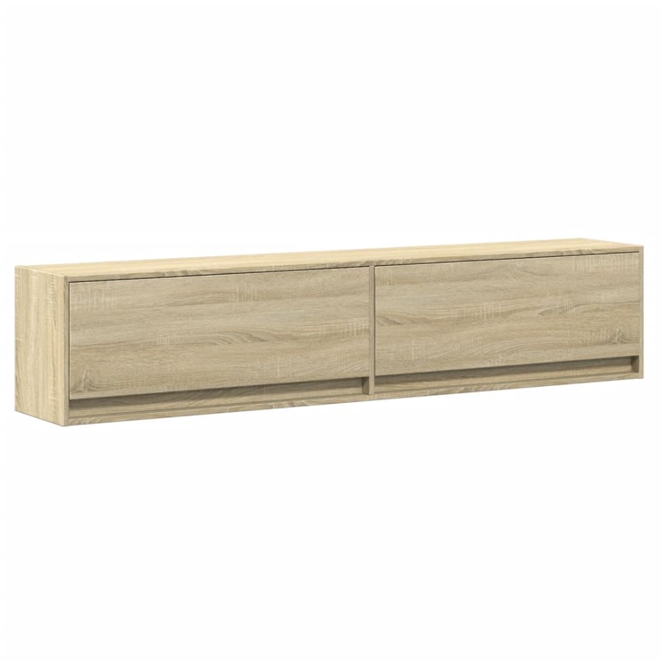 Mueble de TV de pared con LED roble Sonoma 180x31x38