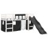 Cama alta niños con cortinas madera pino blanco negro 80x200