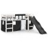 Cama alta niños con cortinas madera pino blanco negro 80x200