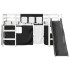 Cama alta niños con cortinas madera pino blanco negro 80x200