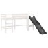 Cama alta niños con cortinas madera pino blanco negro 80x200