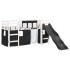 Cama alta niños con cortinas madera pino blanco negro 90x200